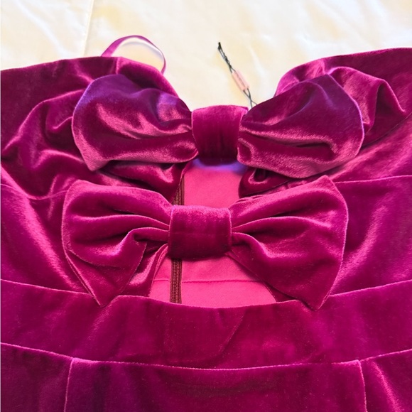 NWOT Avec Les Filles Satin Bow Front Hot Pink Mini Dress Size Small - Picture 3 of 5
